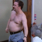 Ricky Gervais belly pull - The Office