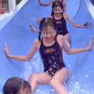Girls on waterslide loop