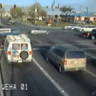 Lucky driver through an intersection