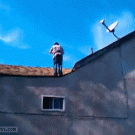 Backflip from building roof