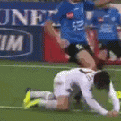 Soccer player crawling a fake foul