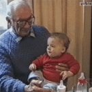 Baby bites grandpa's finger