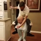 Funny baby carrying man costume