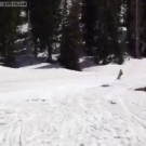 Skier falls back into water