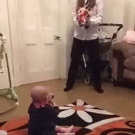 Sister catches falling baby