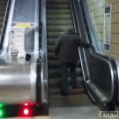 Drunk man vs. escalator