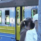 Man almost falls under train