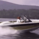 Guy jumps out off speeding boat after losing hat
