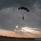 Unicycle parachute landing