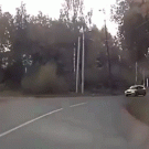 Cyclist brakes and falls in a curve