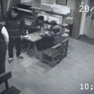 Girl beats men in restaurant