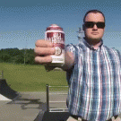 Passing a beer through a half pipe
