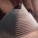 Big domino pyramid collapses