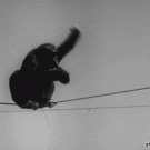Drunk chimp on a wire