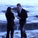 Giant wave interrupts marriage proposal