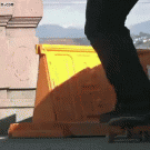 Skateboarding down spiral stairs