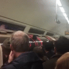 Guy's head stuck between train doors