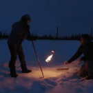 Igniting methane trapped under ice