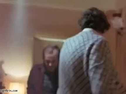 Jack Nicholson prepping for his role in The Shining