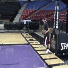 Basketball trampoline somersault shot