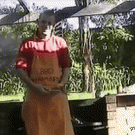 Barbeque apron catches fire