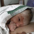 Newborn baby gives the finger