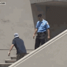 Wallriding skateboarder flips off cop