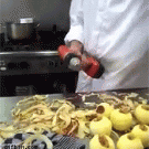 Peeling apples with power drill