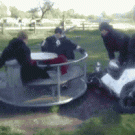 Motorcycle merry-go-round fail