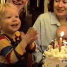 Kid blowing birthday candles fail