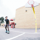 Basketball ring skateboard trick