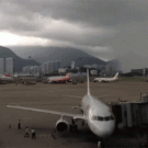 Rain storm coming in over Hong Kong airport