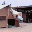 Wind blows tent away