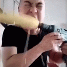Eating corn cob with power tool