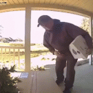 Delivery guy's reaction when seeing camera