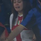 Crying supporter girl