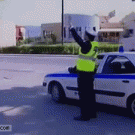 Biker high-fives cop