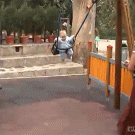 Kid falls off swing