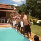 Group swimming pool diving fail