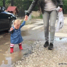 Mom saves toddler from falling in puddle