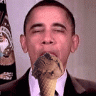 Obama licking ice cream