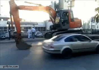 Excavator Gets Off Platform On Its Own | Best Funny Gifs Updated Daily