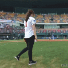 Amazing first pitch - South Korean Rhythmic gymnast Shin Soo-ji