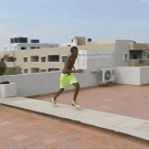 Huge jump from roof in pool