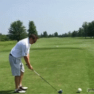 Golfer hits bird