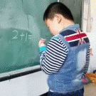 Chinese kid doing math (2+1=OK)