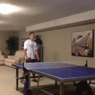 Foot ping pong trick shot