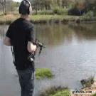 Shooting an M16 into the water