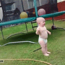 Baby vs. water sprinkler
