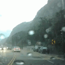 Giant falling rock almost crushes car